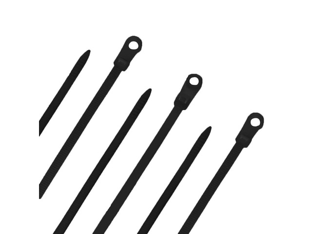 15 Inch Nylon Black Mount Head Cable Tie,120 Lbs Tensile, 100-Pack