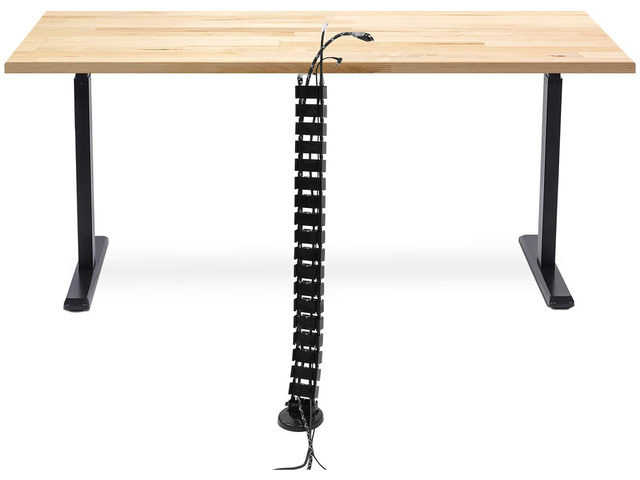 Cable Management Spine, 50' Desk Cord Organizer Vertical wire management tray keeps power and AV cords tidy and organized under desks, black