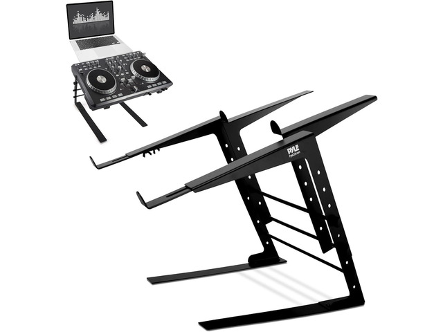 Portable Dual Laptop Stand - Universal Standing Table with Adjustable Height, Ergonomic Design and Anti-Slip Prongs for DJ Mixer, Sound Equipment,...