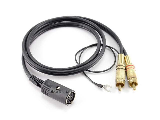 CablesOnline 3ft 7-Pin Din Female to 2-RCA Male Professional Premium Audio Cable, Black w/Ground Cable Pin for Bang & Olufsen, Naim, Quad...Stereo...
