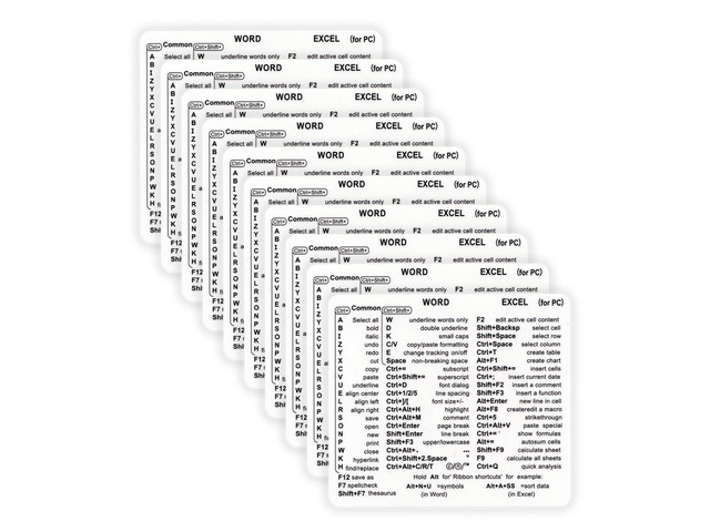 Word & Excel Shortcut Stickers for Keyboard Microsoft Office Hotkey Labels, Laptop & Desktop Keyboard Shortcuts, Compatible with Windows, Study &...