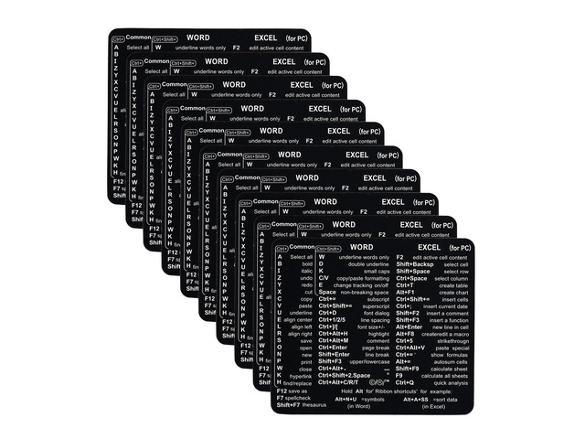 Word & Excel Shortcut Stickers for Keyboard Microsoft Office Hotkey Labels, Laptop & Desktop Keyboard Shortcuts, Compatible with Windows, Study &...