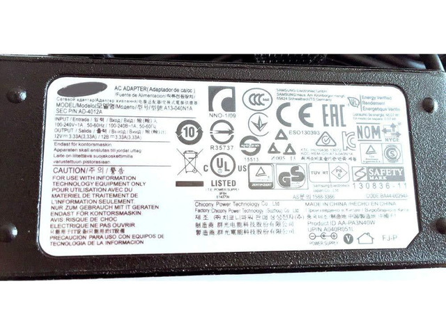 Original Genuine OEM 12V 3.33A 40W AC Charger for Samsung ATIV Smart PC Pro 700T