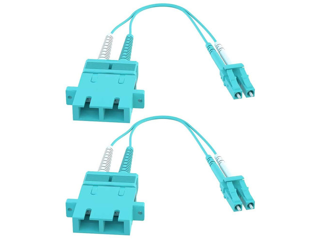 SC Female to LC Male 40GB 50/125 OM4 Multimode Duplex Hybrid Adapter Converter Dongle (2-Pack)