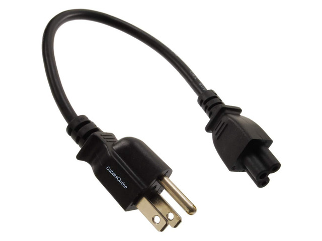 CablesOnline, 1ft 3-Prong Laptop/Notebook Short AC Power Cable, NEMA 5-15P to IEC-60320-C5 Plugs, PC-10801