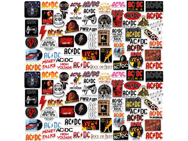 AC/DC Album Art Band Logo 200 Vinyl Stickers Waterproof Die-Cut Decals Car