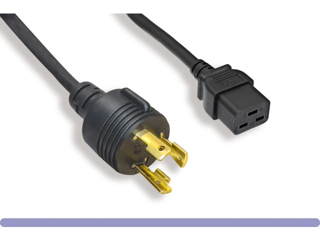 Heavy Duty Locking 12 AWG AC Power Cord NEMA L6-20P to C19 (Black (10ft) 3 Meter)