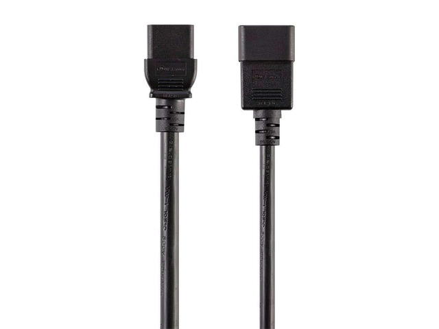 Heavy Duty Extension Cord - 6 Feet - Black IEC 60320 C19 to IEC 60320 C20, 12AWG, 20A, SJTW, 250V