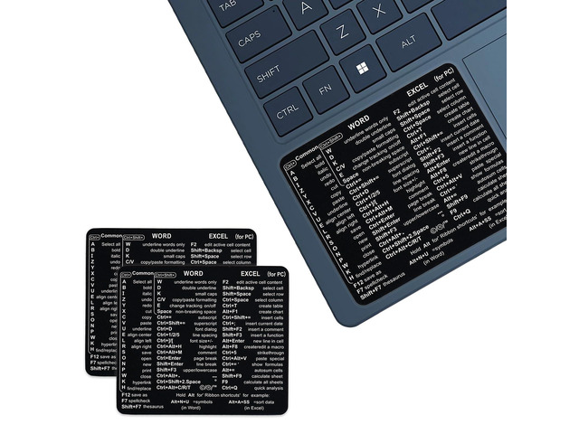 Word & Excel Shortcut Stickers for Keyboard Microsoft Office Hotkey Labels, Laptop & Desktop Keyboard Shortcuts, Compatible with Windows, Study &...