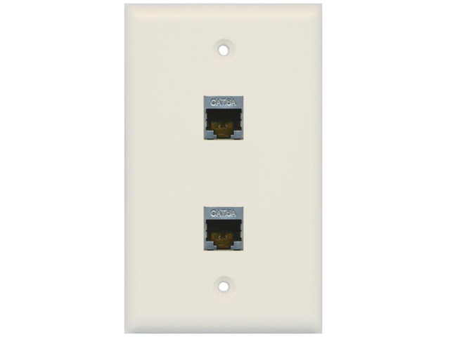 CAT 6A Shielded 2 Port Wall Plate Single Gang - Light Almond