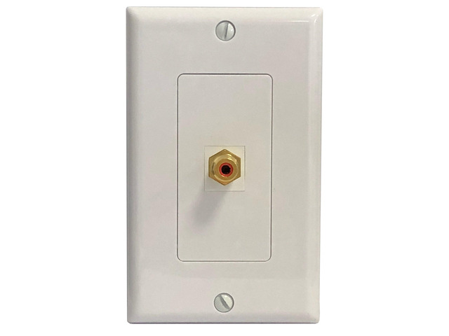 1 RCA Red to F-Type Coax Subwoofer Wall Plate Decorative White
