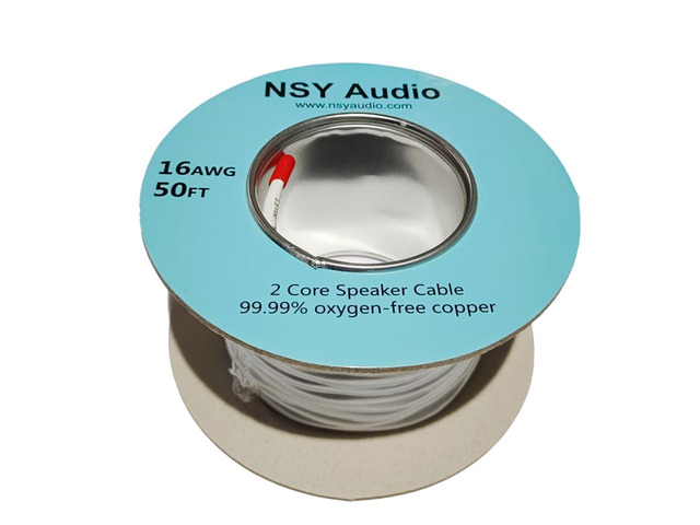 16-Gauge, 50 Feet OFC Speaker Wire, 99.9% Pure Copper Cable CL2 Rated In-Wall Braided Cord for Home Theater, Car Stereo and Subwoofer, Easy Strip...