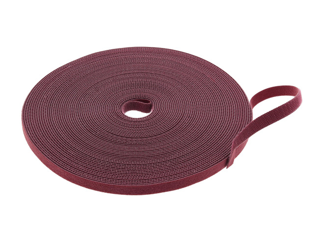 Secure 1/2 Inch Continuous Maroon Fire-Rated Hook and Loop Wrap for Cable Management and Organization in Home or Office - 25 Yards