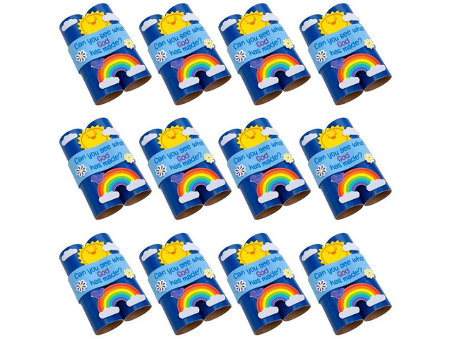 See What God Has Made Binocular Craft Kit - 12 Pack DIY Cardboard Binoculars for Kids Fun Art & Craft Project VBS Vacation Bible School Supplies
