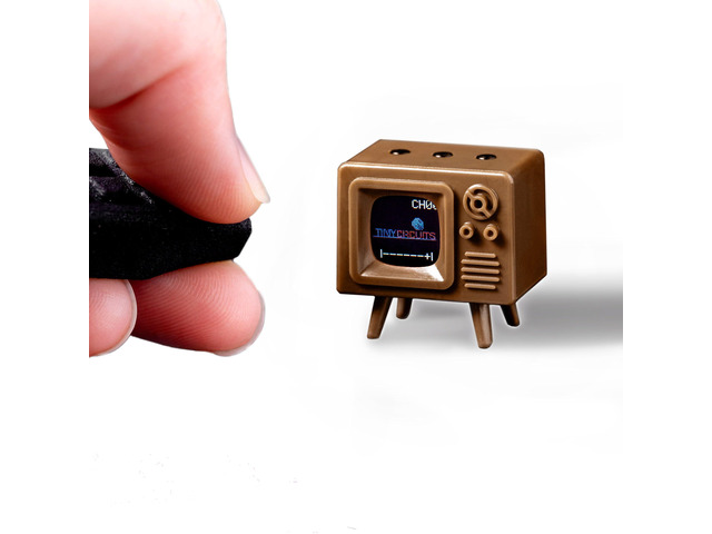 TinyTV Mini Ultra-Mini Classic TV, Preloaded & Uploadable Videos, USB-C Rechargeable, 0.6 OLED Display (Brown)