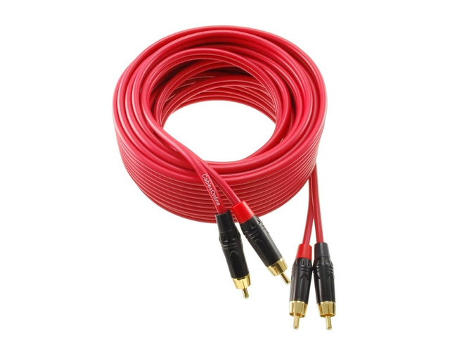 CablesOnline, 25ft. Two-RCA Male to Two-RCA Male Gold-Plated Ultra-Flexible Red Premium Audio Cable, AV-425QR