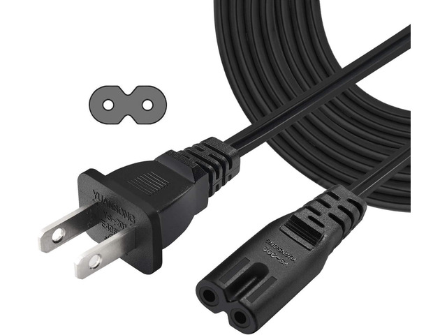 6 Feet Figure 8 Non-Polarized (NEMA 1-15P to C7) 2 Prong Power Cord, Compatible with Printers, Smart LEDs, TVs, Play-Stations, Notebook and Laptop...