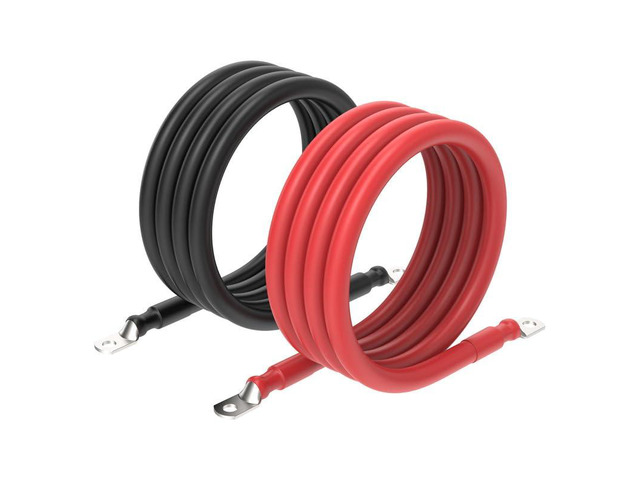 2 Gauge 2AWG One Pair 4 Feet Red + 4 Feet Black Inverter Battery Cable 5/16-Inch Lugs for Solar RV Marine Motorcycle Car (4FT 2AWG)