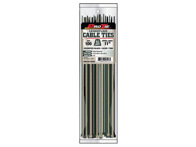 Pro Tie Standard Duty, Self-Locking Nylon Cable Wire Ties for Indoor and Outdoor Use 11.8-Inch, 50 lbs. Tensile Strength, Camouflage Nylon,...