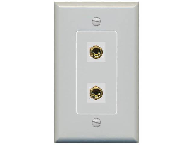 2 Banana 1 Speaker Surround Female Coupler Binding Post Wall Plate - 1 Gang Decorative [Gray/Gray]