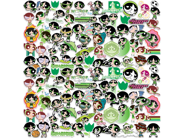 Powerpuff Girls Buttercup 100 Vinyl Stickers Waterproof Die-Cut Decals Car