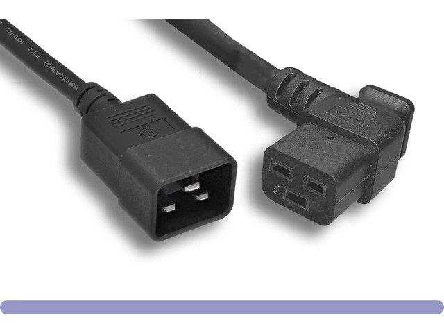 Heavy Duty 12 AWG Black Color Left Angled C19 / C20 Universal Jumper Power Cord (Black (3ft) 1 Meter)