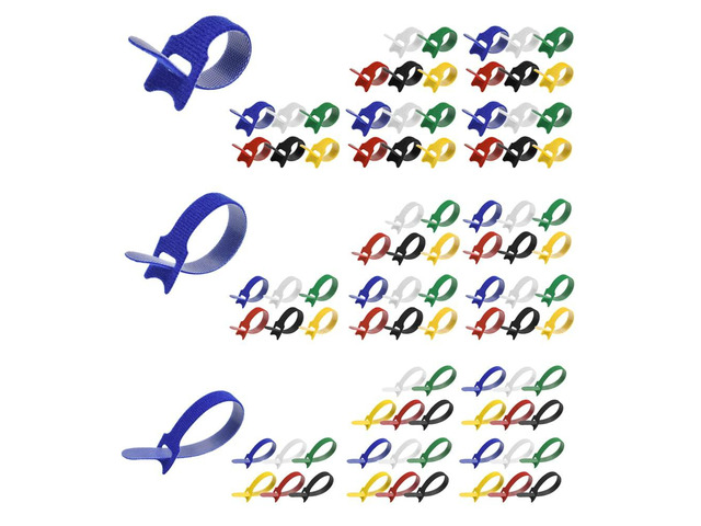 Reusable Hook and Loop Assorted (90-Pack), Assorted Color Self Gripping Multicolor Fastening Cable Ties - Multipurpose Microfiber Cloth Assorted...