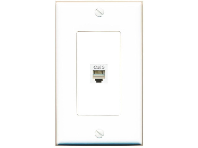 Phone Wall Plate - 1 Port RJ11-RJ12 Telephone Jack Cover Faceplate - 1 Gang Decorative [White]