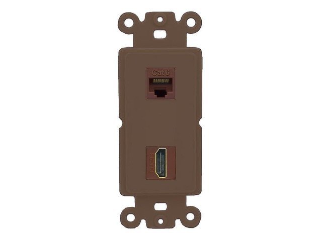 Cat6 HDMI Wall Plate Insert - Rocker [Brown/Brown]