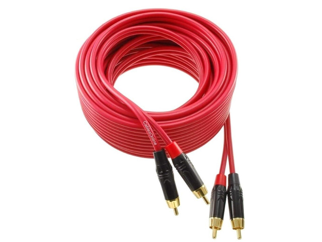 CablesOnline, 20ft. Two-RCA Male to Two-RCA Male Gold-Plated Ultra-Flexible Red Premium Audio Cable, AV-420QR