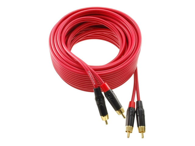 CablesOnline, 30ft. Two-RCA Male to Two-RCA Male Gold-Plated Ultra-Flexible Red Premium Audio Cable, AV-430QR