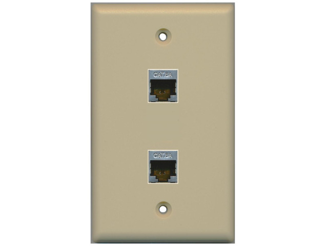 CAT 6A Shielded 2 Port Wall Plate Single Gang - Ivory