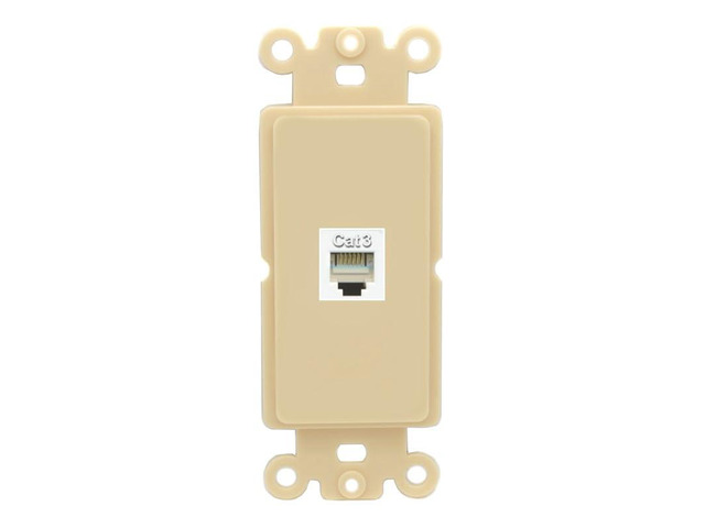 Phone Wall Plate - 1 Port RJ11-RJ12 Telephone Jack Cover Faceplate - Rocker [Ivory/Ivory]