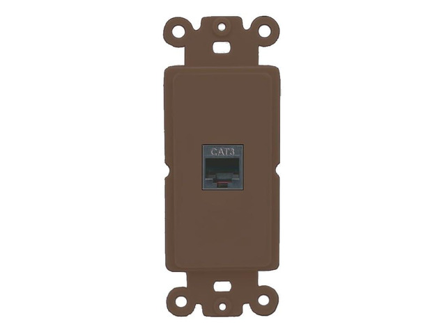 Phone Wall Plate - 1 Port RJ11-RJ12 Telephone Jack Cover Faceplate - Rocker [Brown/Brown]