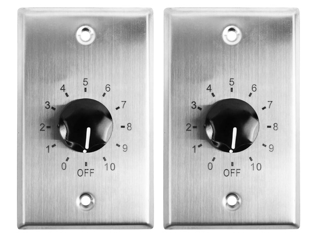 VOL70100 SS Stainless Steel 100W 70V/100V Wall Volume, 2-Pack 1-Gang Box, 11-Step Attenuator with Off, Detachable Euro-Block Terminals, 30dB...