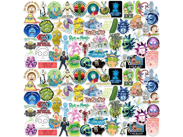 Rick and Morty Trendy Collection 150 Vinyl Stickers Waterproof Die-Cut Car