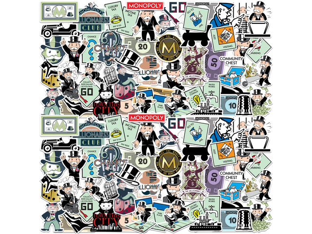 Monopoly 200 Vinyl Stickers Waterproof Die-Cut Decals Laptop Water Bottle