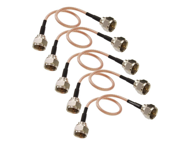 CablesOnline, 5-Pack 6-inches Slim Coax 75-ohm RG179 with F-Type Connectors TV, Satellite & Antenna Cable, SI-FF100-5