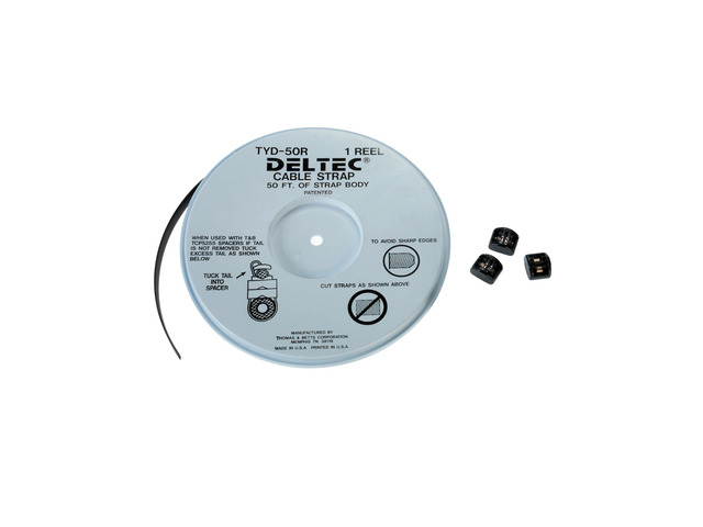 DELTECCABLE SUPPORT SYSTEM 50 FT. OF STRAP BODY Black Acetal Zip Cable Tie with Buckle