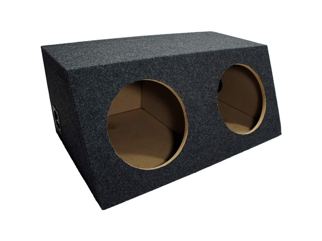 Dual 10 Inch Sealed Sub Box Slanted Hatchback Subwoofer Enclosure ASC 210H Empty unloaded speaker cabinet for custom car audio builds, angled...