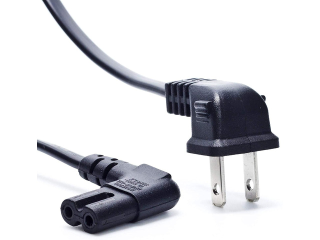 6 Foot TV AC Replacement Power Cord for Samsung PN 3903-000853 3903-000599 90° Angled 2 Prong Figure 8