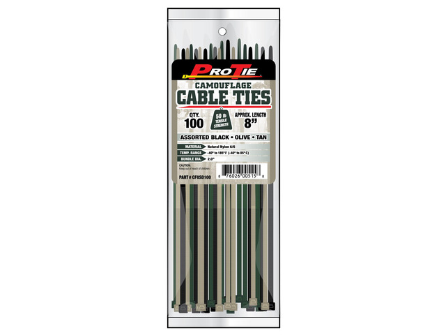Pro Tie Standard Duty, Self-Locking Nylon Cable Wire Ties for Indoor and Outdoor Use 8-Inch, 50 lbs. Tensile Strength, Olive Green Nylon,...