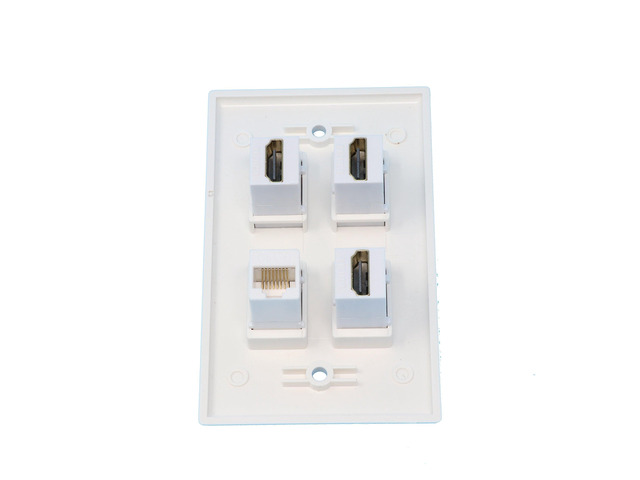 3 Port HDMI 1 Port Cat6 Ethernet White Wall Plate