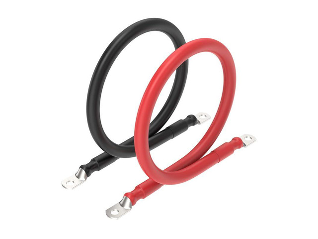 2 Gauge 2AWG One Pair 1.5 Feet Red + 1.5 Feet Black Inverter Battery Cable 5/16-Inch Lugs for Solar RV Marine Motorcycle Car (1.5FT 2AWG)