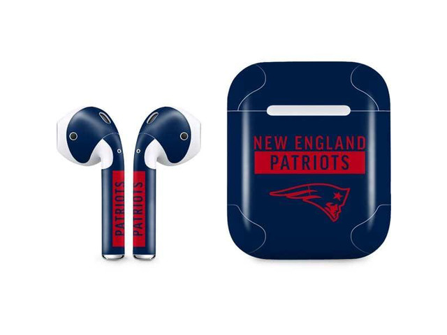 Decal Audio Skin Compatible with Apple AirPods - Officially Licensed NFL New England Patriots Blue Performance Series Design
