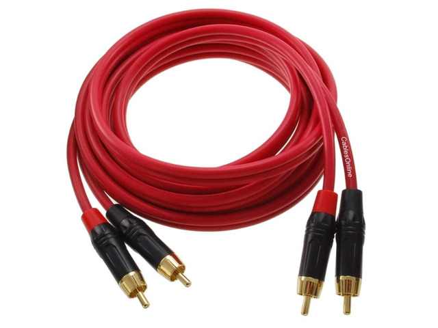 CablesOnline, 10ft. Two-RCA Male to Two-RCA Male Gold-Plated Ultra-Flexible Red Premium Audio Cable, AV-410QR