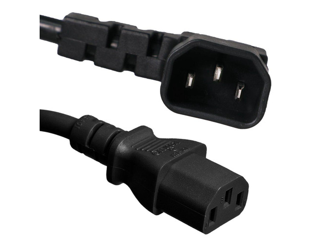 Electric Angled IEC C14 to C13 Power Cord 15A/250V Rated, 14/3 AWG Heavy-Duty, UL Listed, Space-Saving Design for Data Centers, Servers, PDUs,...