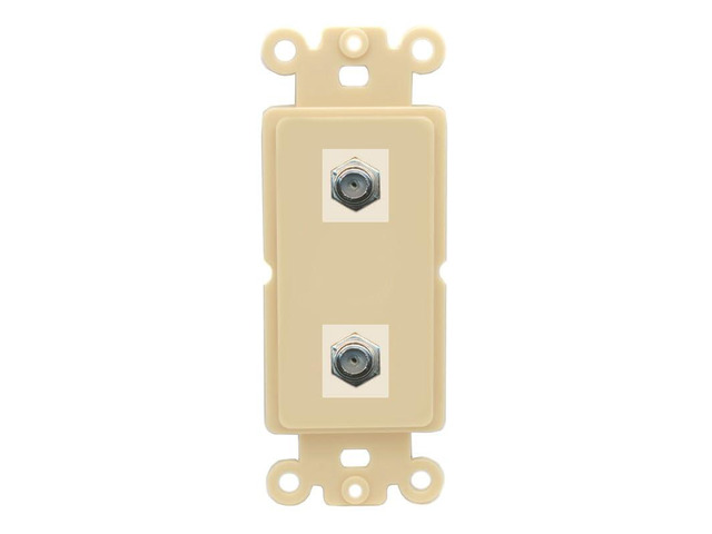 2 Port Coax Cable TV- F-Type Wall Plate - Rocker [Ivory/Ivory]