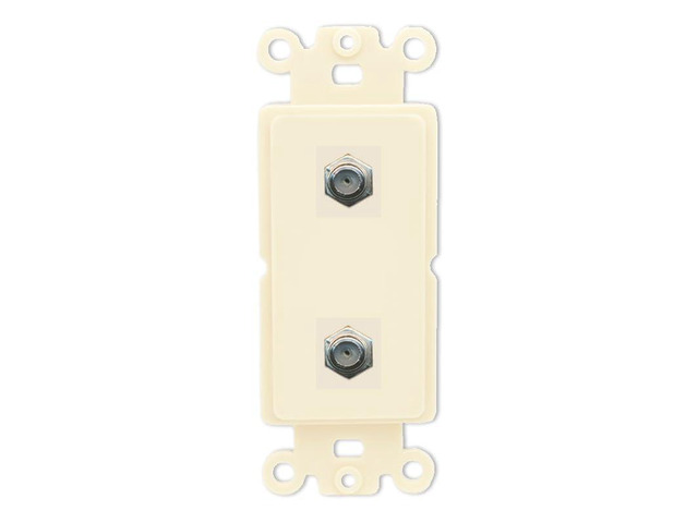 2 Port Coax Cable TV- F-Type Wall Plate - Rocker [Light-Almond]