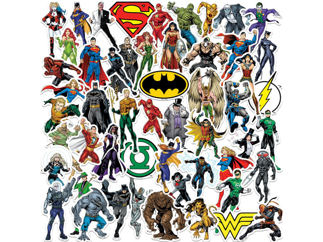 Justice League Characters 50 Vinyl Stickers Waterproof Die-Cut Decals Car